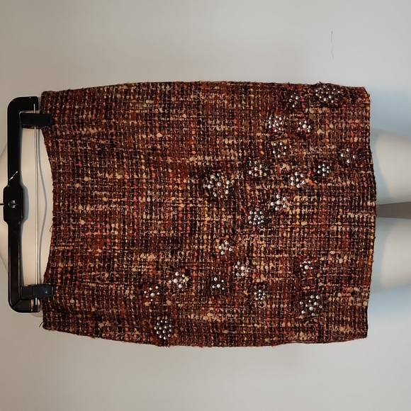 Per Se rust/brown tweed skirt-8 - Picture 1 of 6